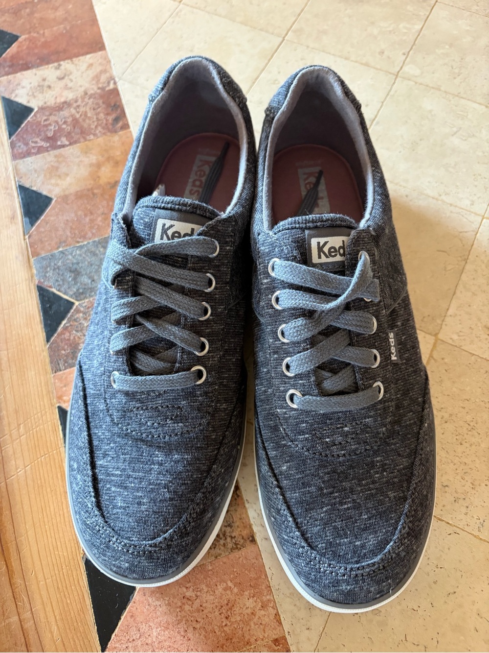 Keds women’s Heather Charcoal Canvas Lace-Up Sneakers
